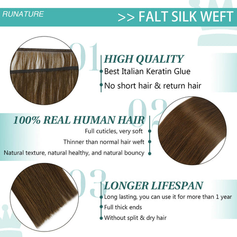 dark brown flat weft human hair extensions