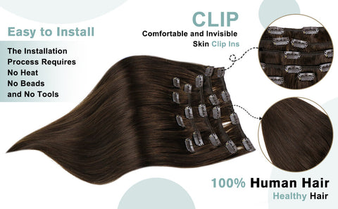 Darkest Brown Human Hair Extensions