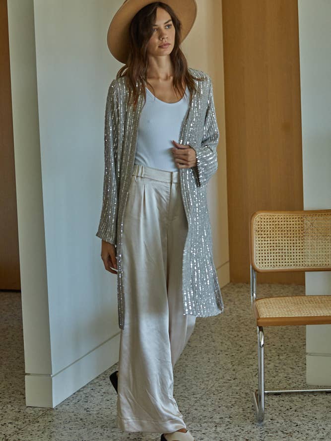 Gray Sequin Cardigan