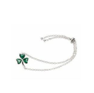 Sterling Silver Shamrock with Malachite Bracelet