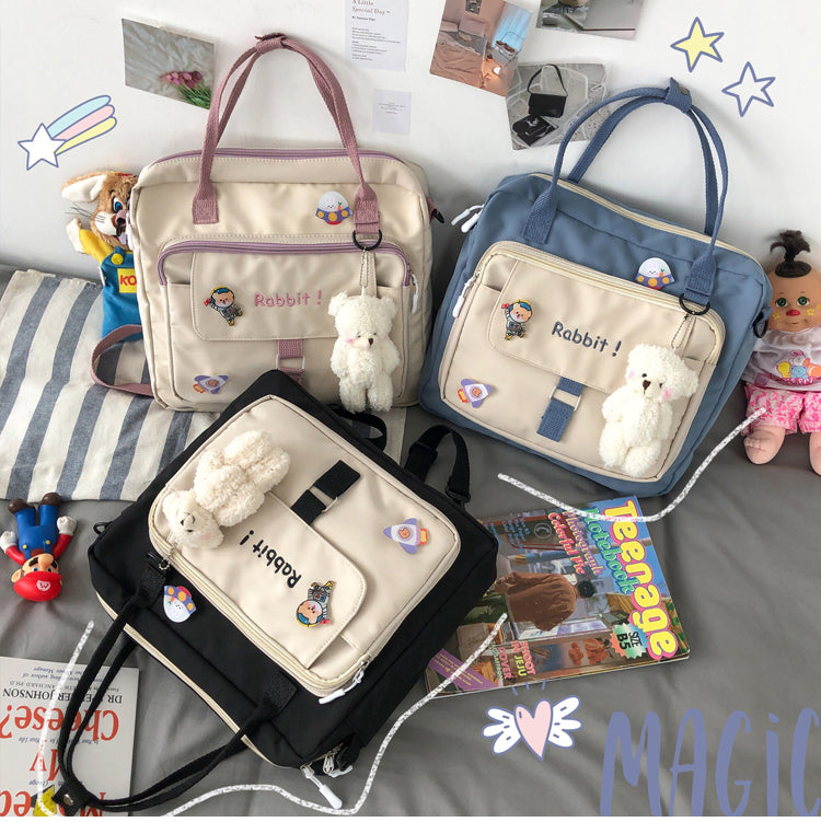 Gothslove Kawaii Backpack Small Schoolbag Badge Women Backpacks Teenage Girl Portable Travel Bag Lovely Multifunctional Backpack