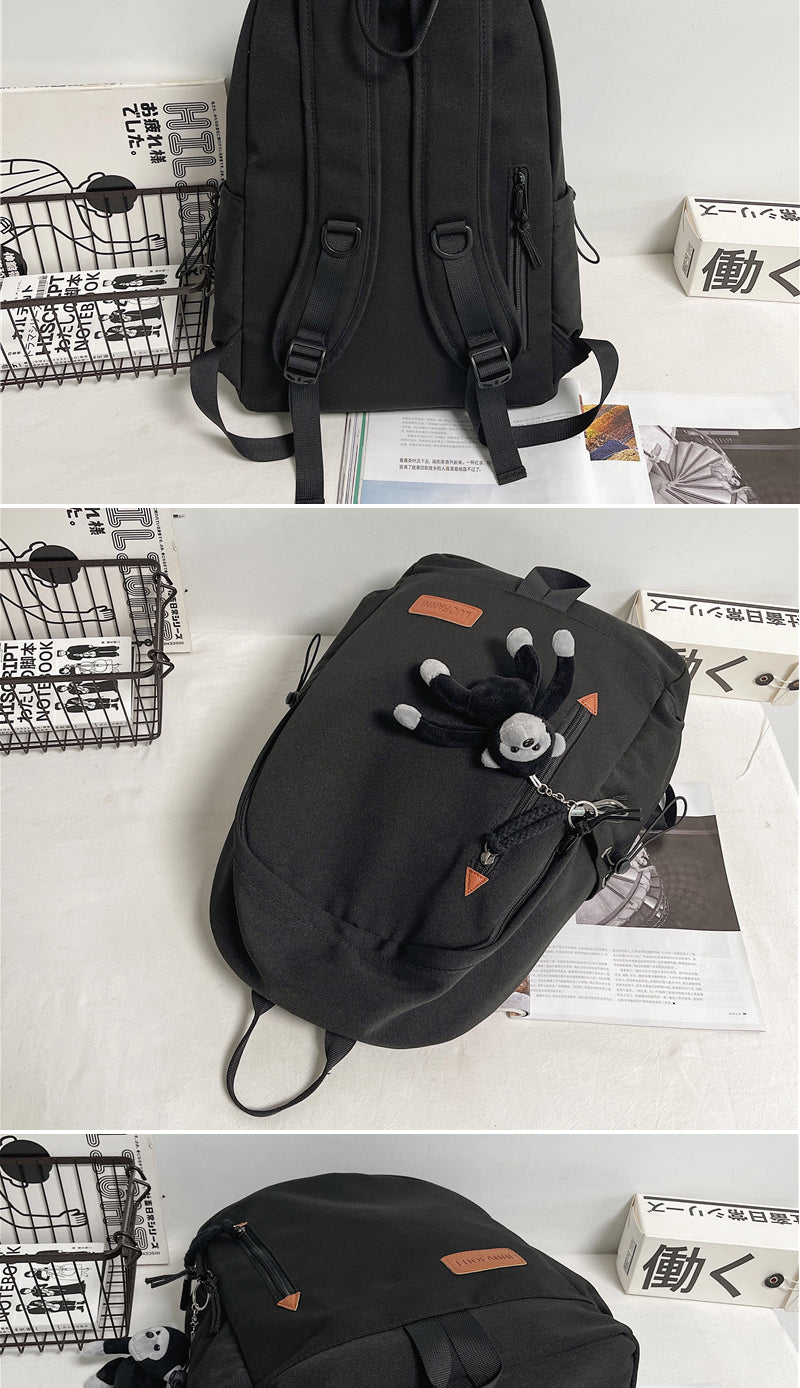 Gothslove Solid Color Waterproof Nylon Women Backpack Men Large Capacity Laptop Back Bag Colleges Teens Schoolbag Bookbags