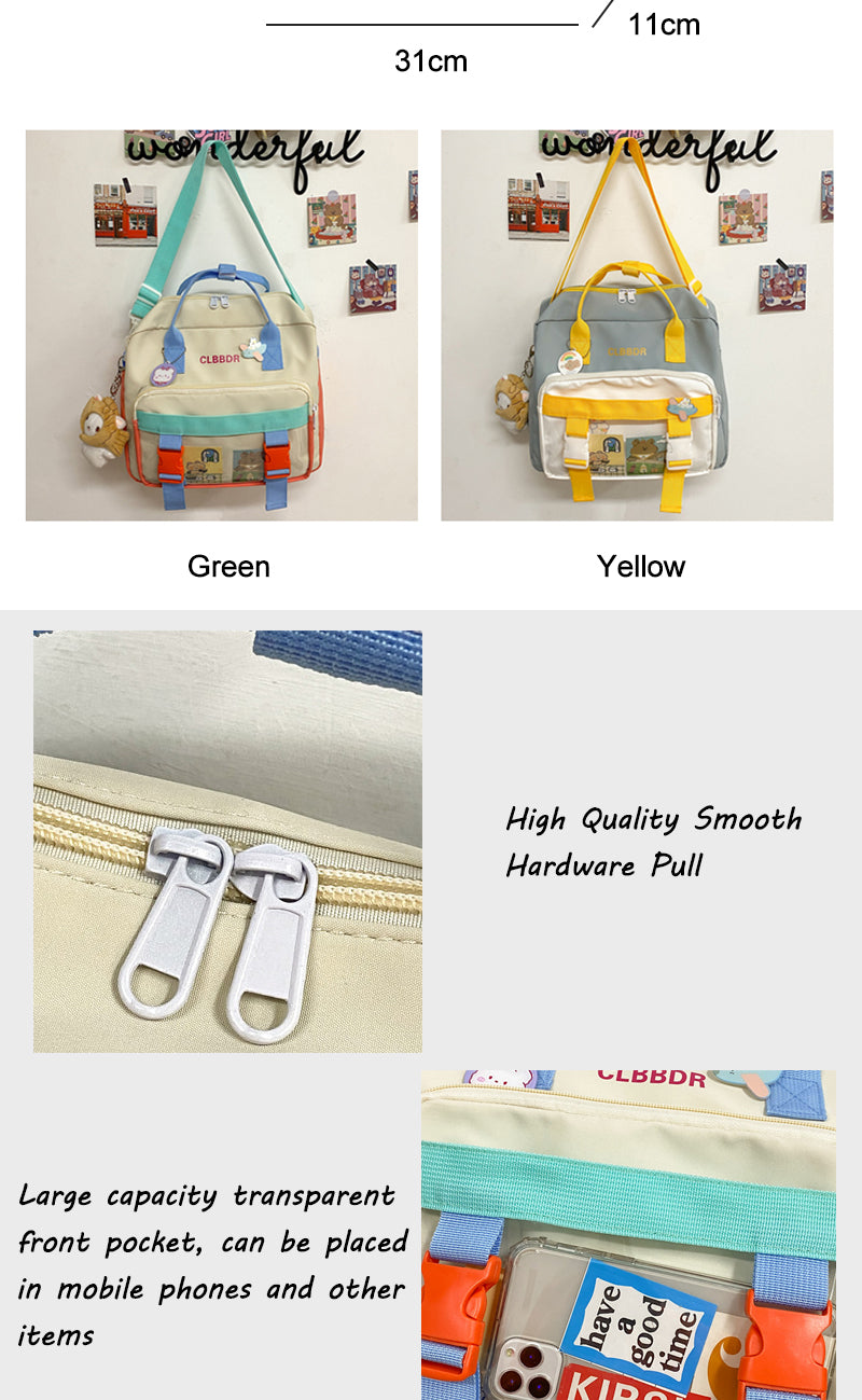 Gothslove Cute Backpacks For Women Waterproof Nylon Women Kawaii Backpack Transparent Pocket Insert Buckle Small Backpack