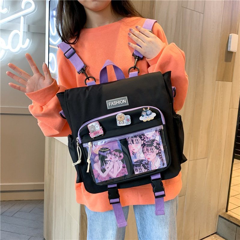 Gothslove Women Backpacks For Teenager Cute Waterproof College Black Kawaii Girl Student Mini Rucksack School Bag