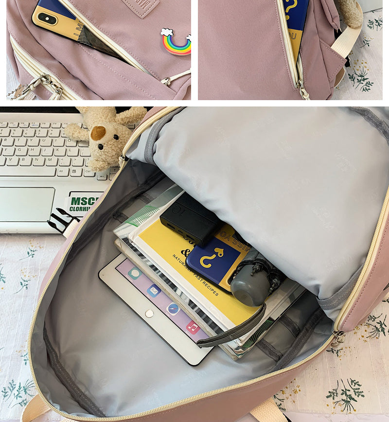 Gothslove Waterproof Nylon Women Pink Backpack Large Capacity Schoolbag Cute Backpacks for Teens Girls Travel Backpack Book Bags