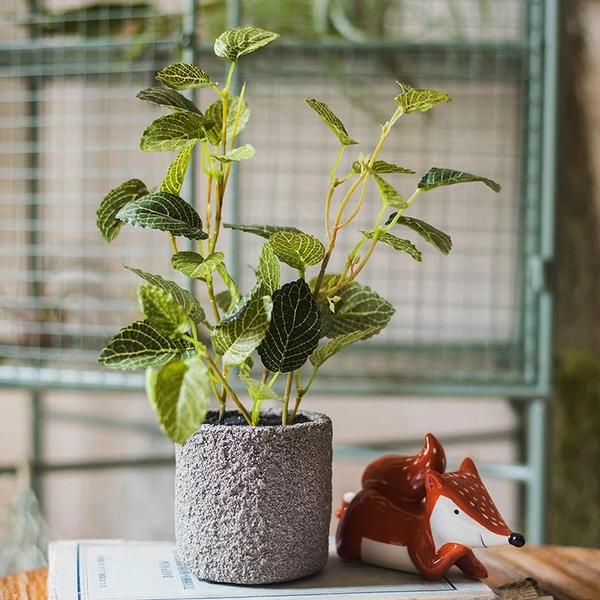 Artificial Bonsai Reticulate Leaf Potted Plant