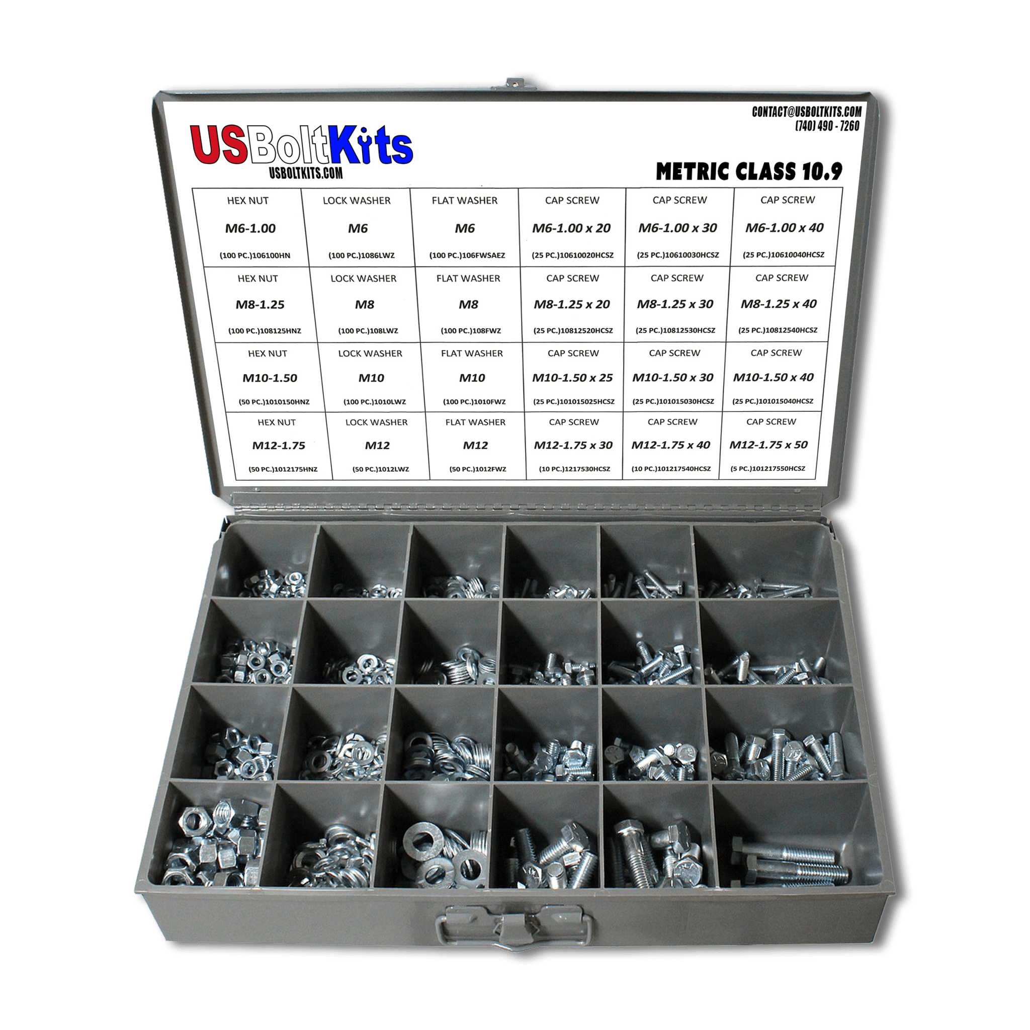 1250 Piece Metric Class 10.9 Coarse Thread Assortment