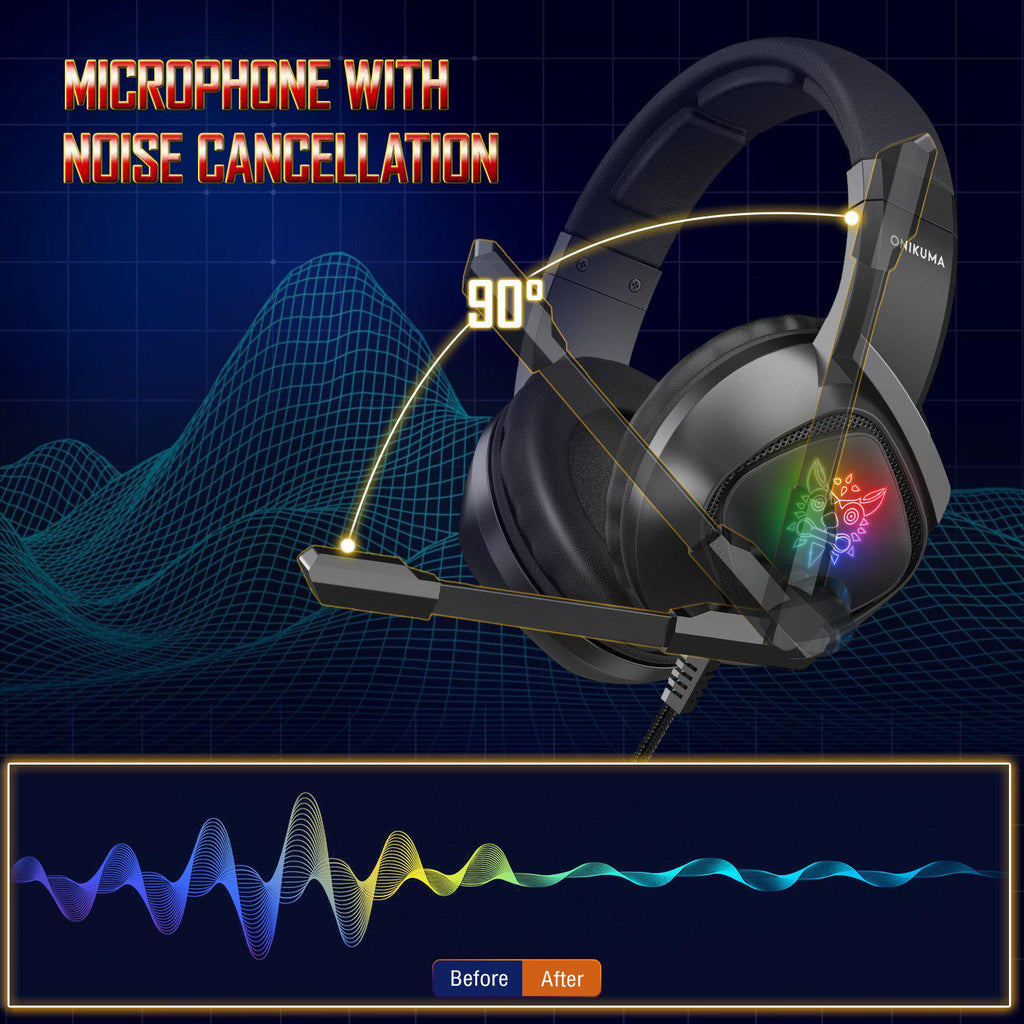 ONIKUMA K19 Professional RGB USB Gaming Headset with MIC - Black