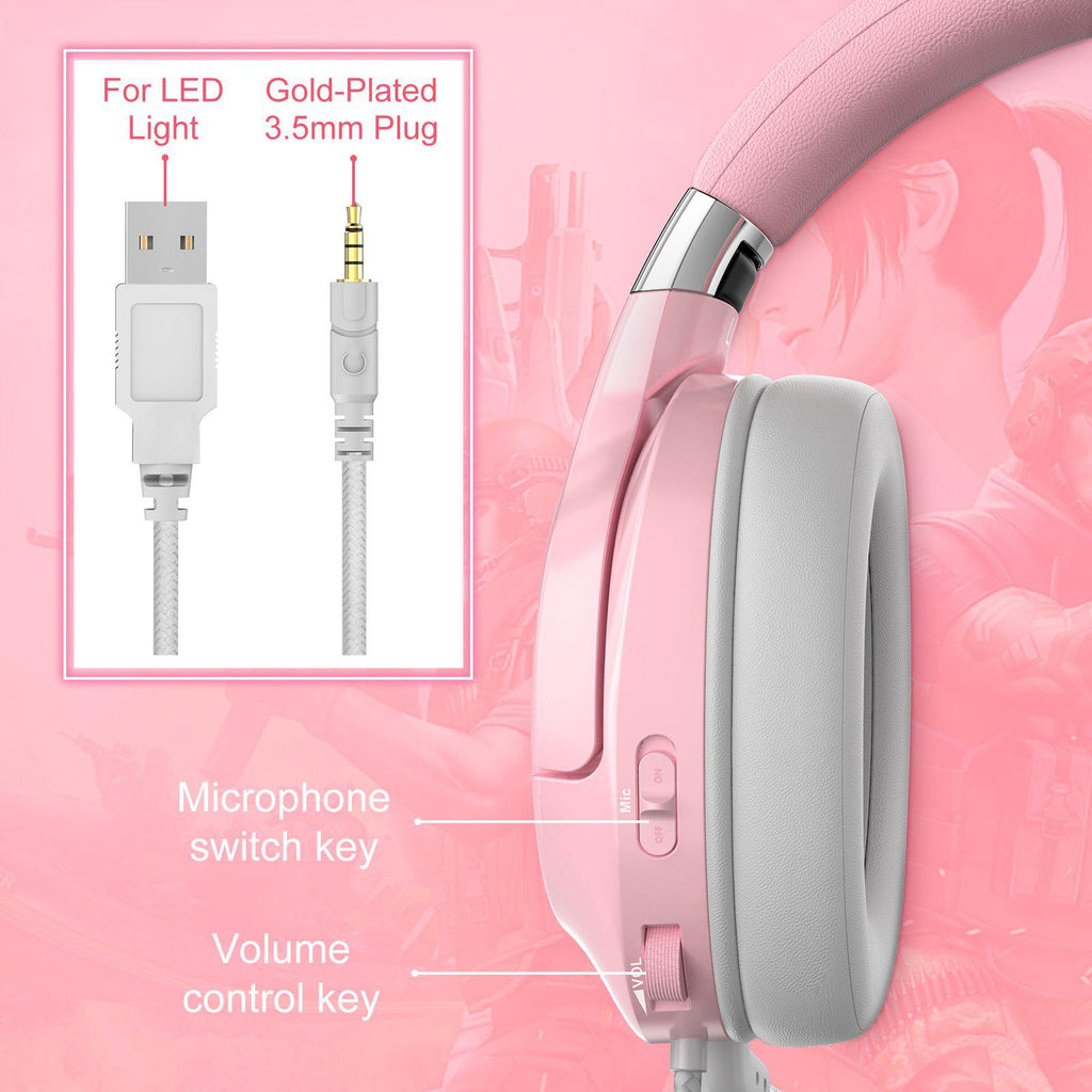 ONKUMA K15 Pink Gaming Headset