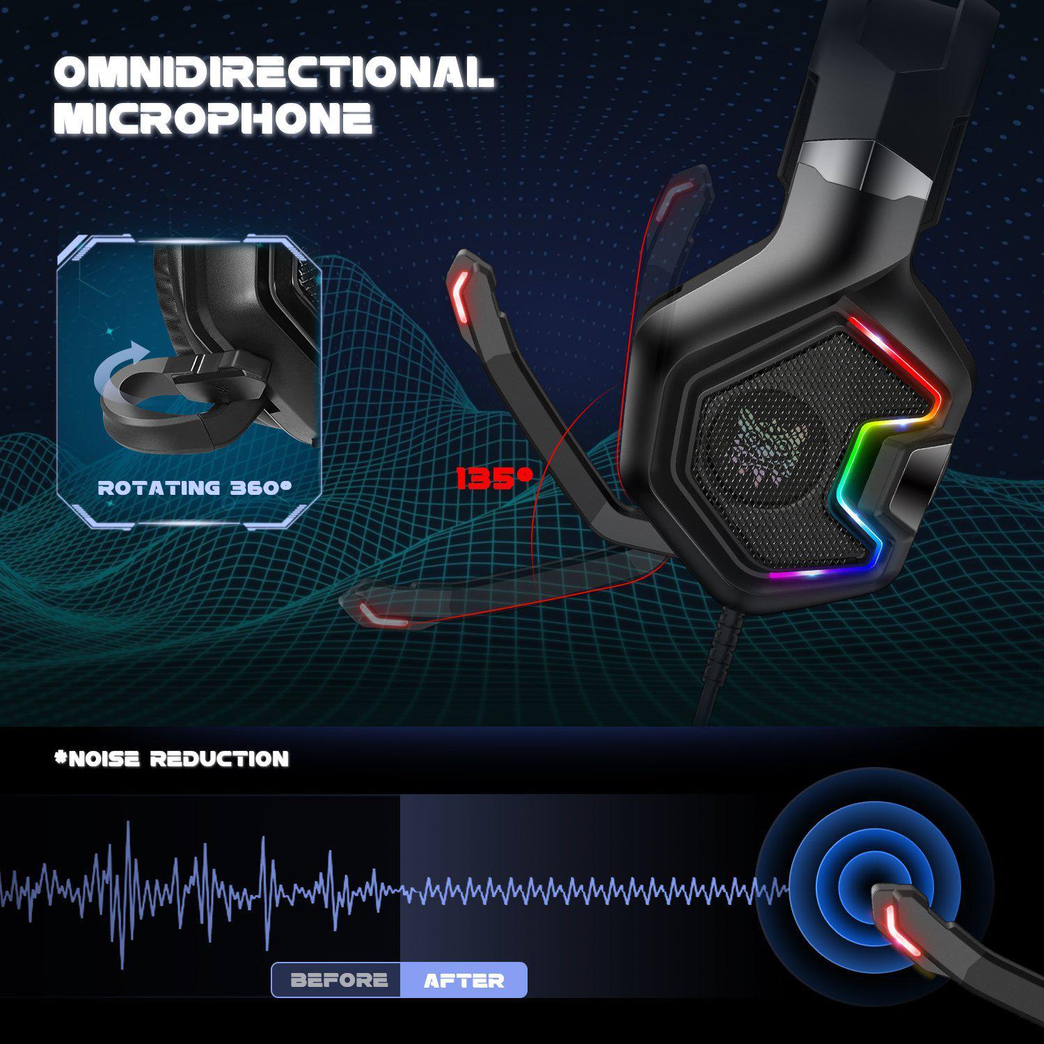 ONIKUMA K10 Pro Professional Wired Gaming Headset with RGB Backlight