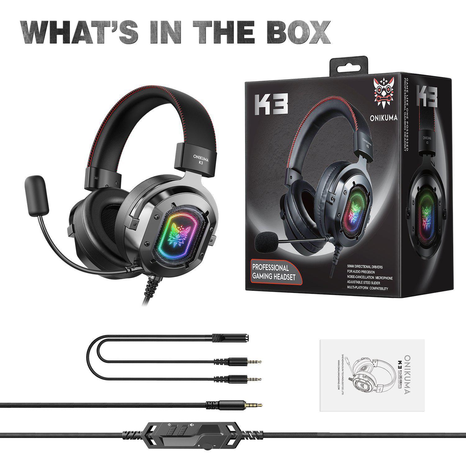 ONIKUMA K3 Wired RGB Light Gaming Headset