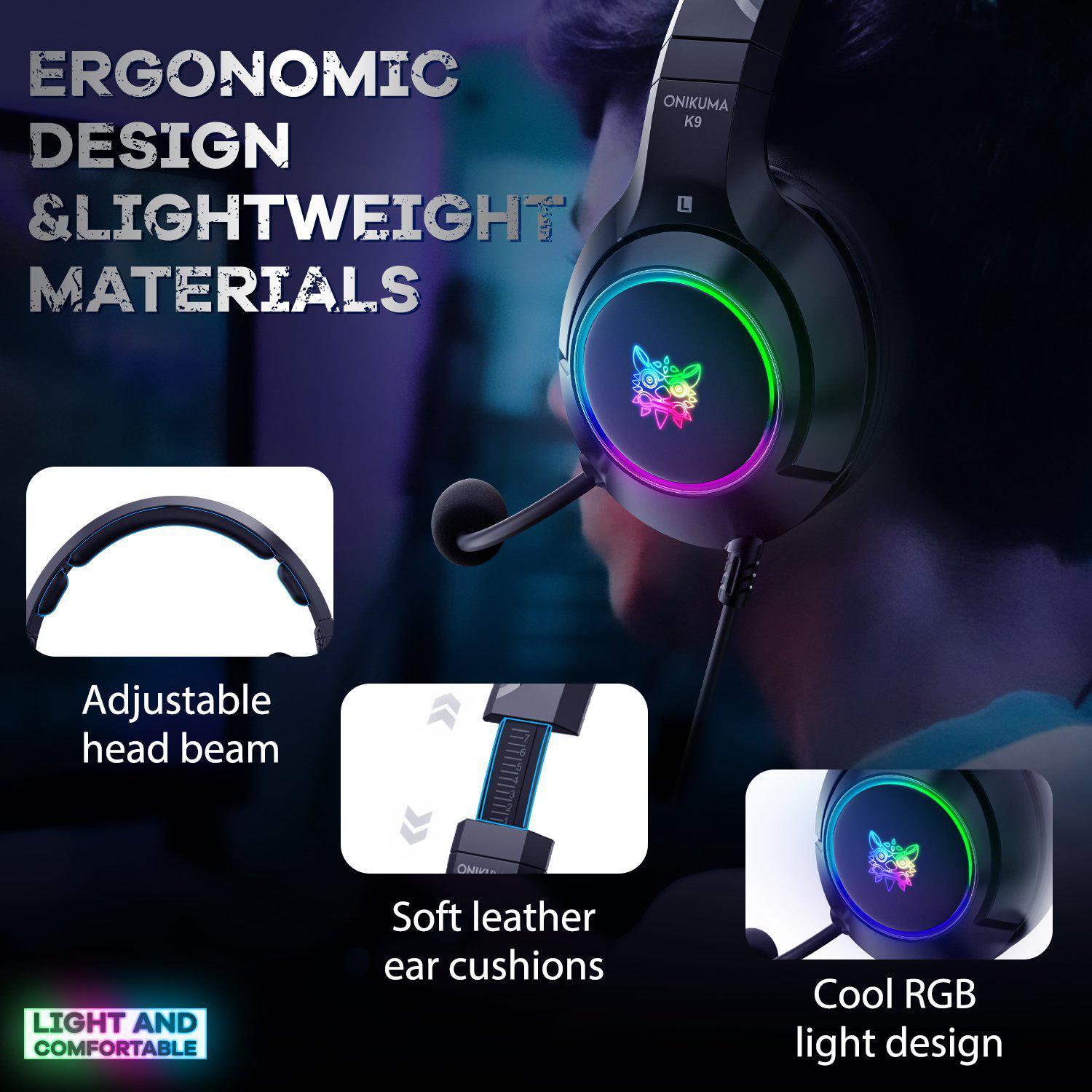 Onikuma K9 RGB Noise Canceling Gaming Headset With Microphone