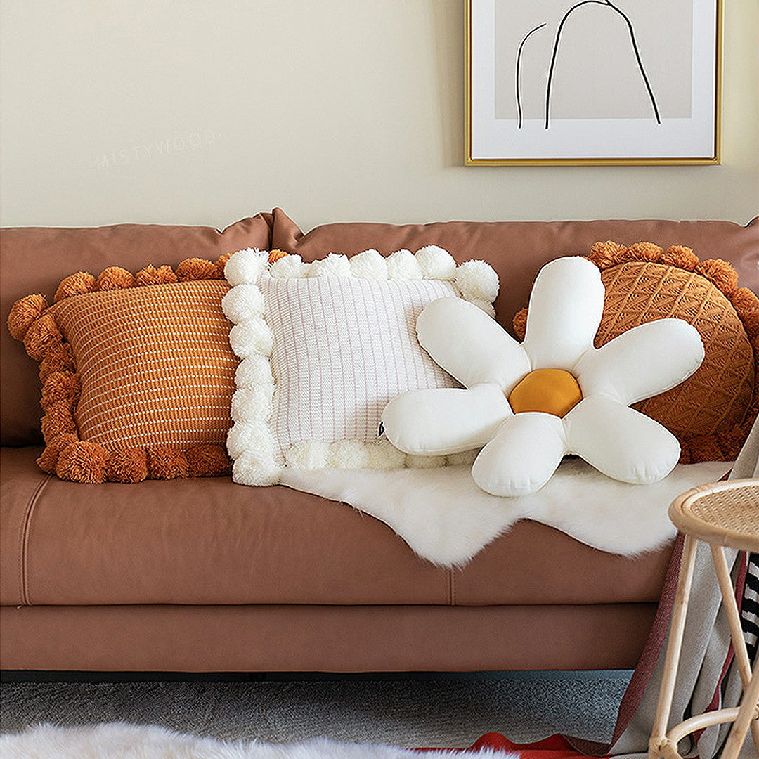 Cozy Pompom Tassels Knit Pillow