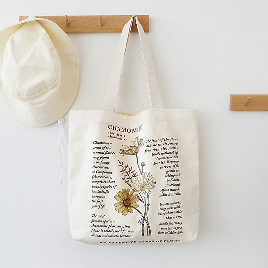 Cute Canvas Flowers Tote Bag