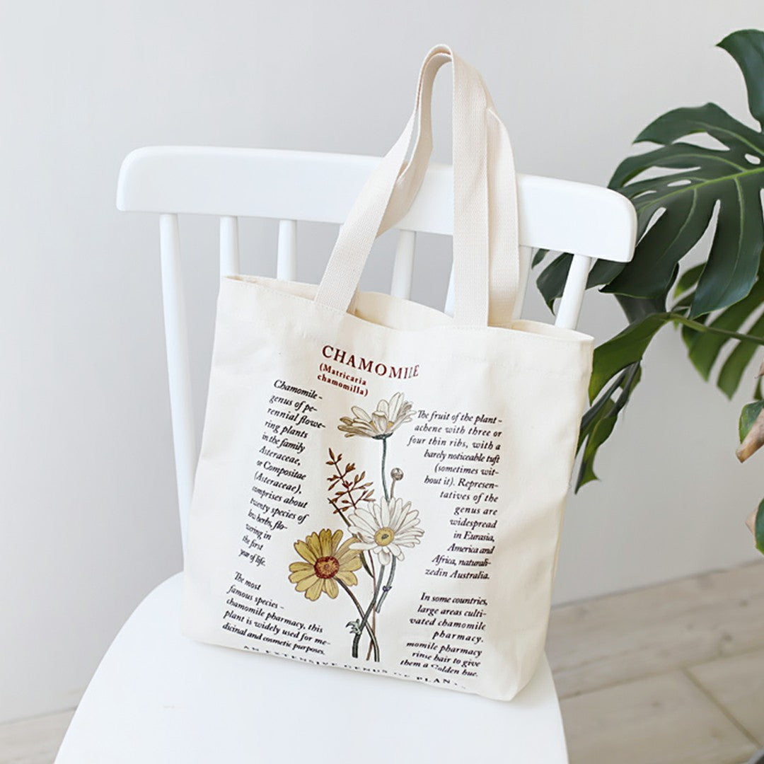 Cute Canvas Flowers Tote Bag