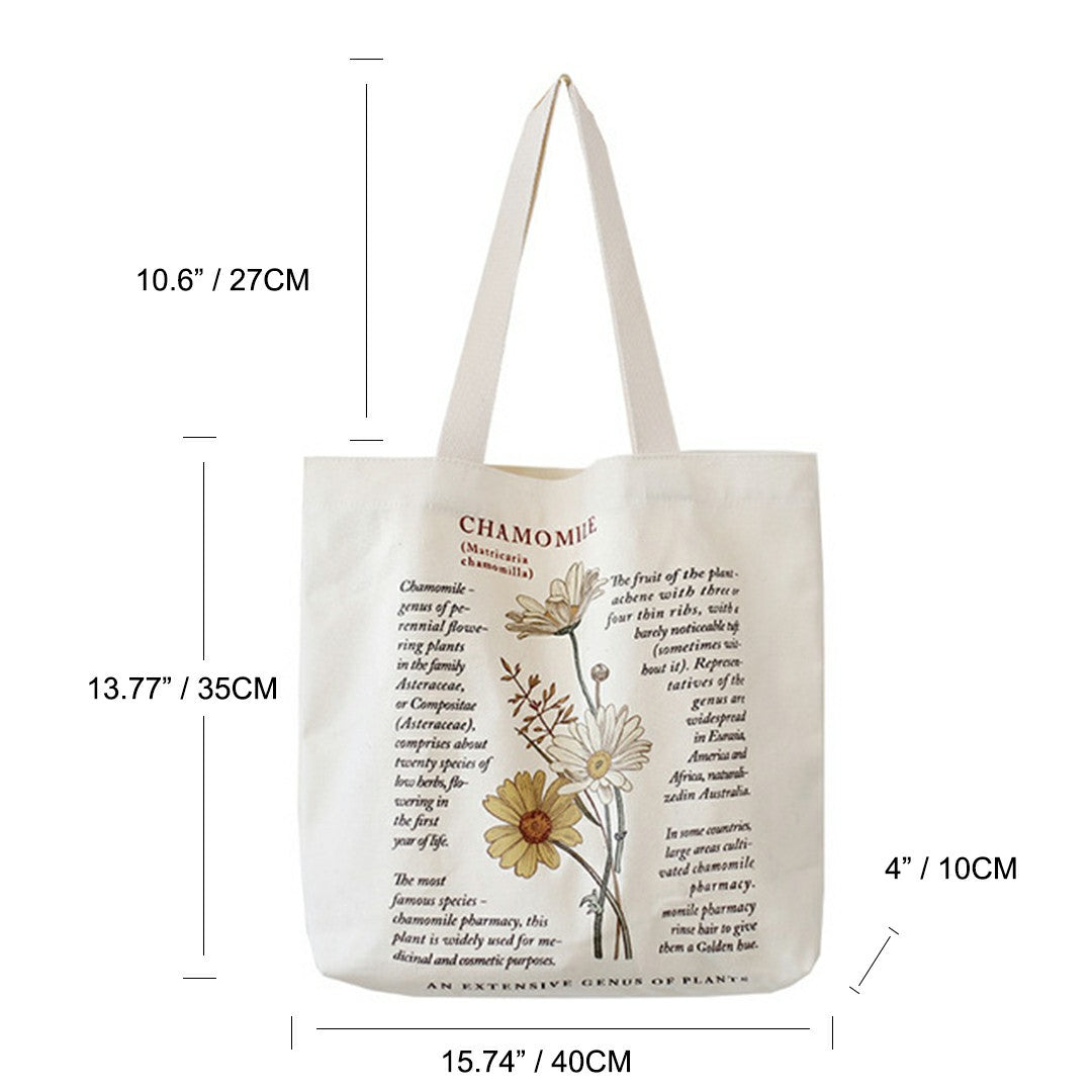 Cute Canvas Flowers Tote Bag