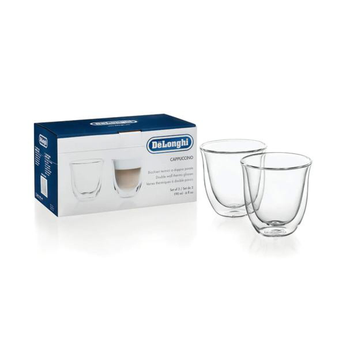 DeLonghi Double Walled Glassware Bundle (2x Espresso, 2x Cappuccino, 2x Latte)