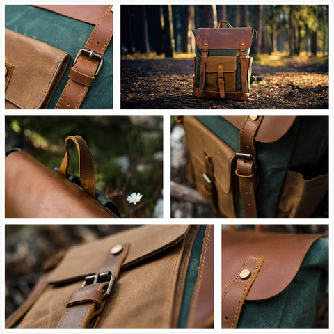 Leather Canvas Backpack