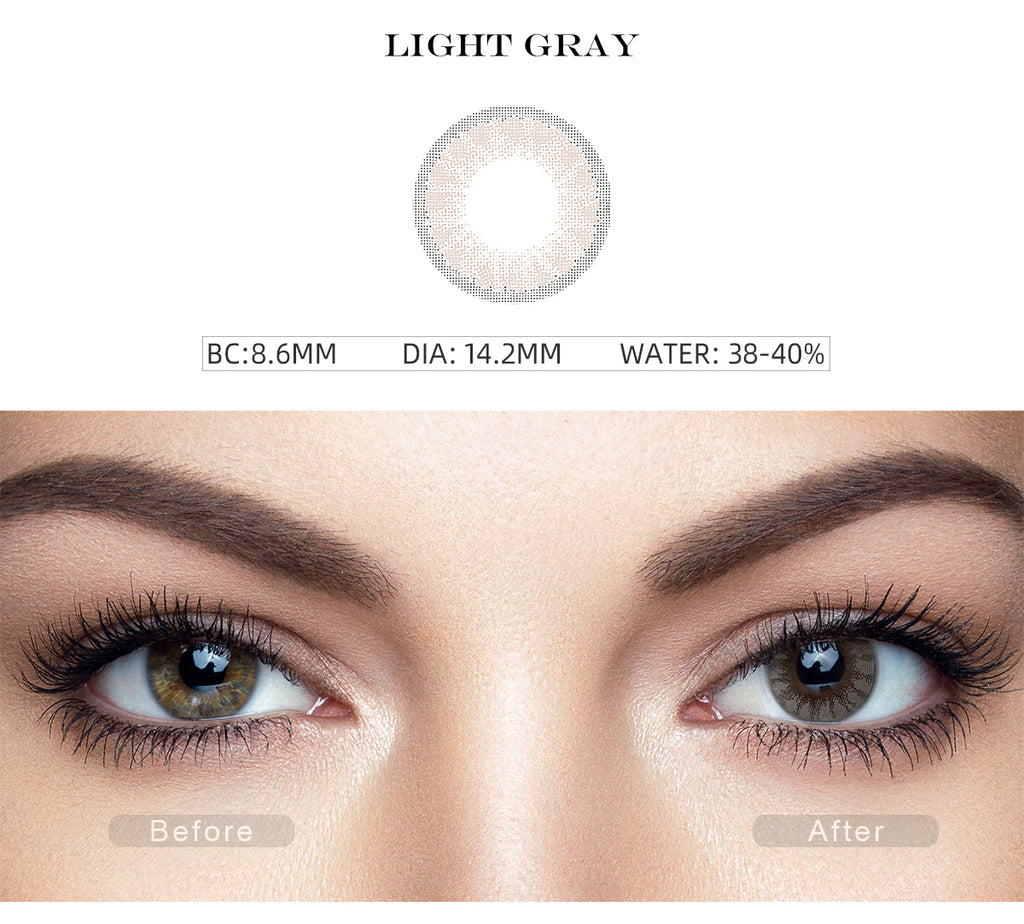 Glass Ball Light Gray color contacts with before and after photo