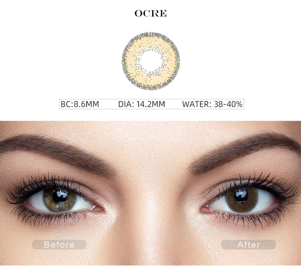 Nature Ocre Brown non prescription colored contacts with before and after photo
