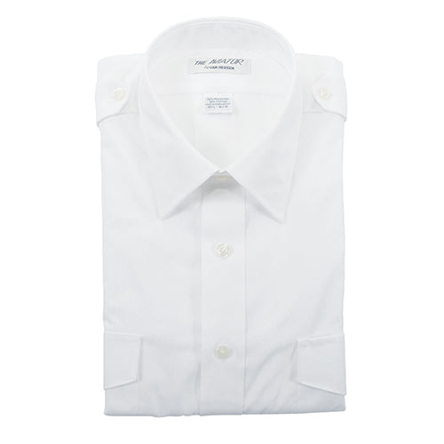 MENS AVIATOR STYLE SHIRT/short sleeve/white/size 18