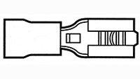 RECEPTACLE/Female, insulated, Brass material, straight angle, 300 VAC, PIDG series. Stud/tab size: 4.75 mm X .51 mm. For use with 16-14 gauge wire.