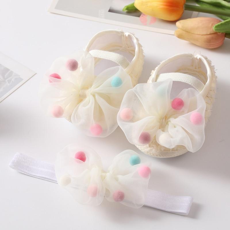 Newborn Infant Baby Girl Shoes Headband Set