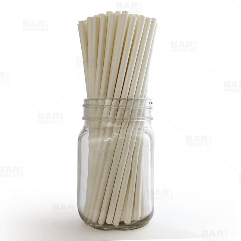 BarConic? Biodegradable White Paper Straws - 7 3/4