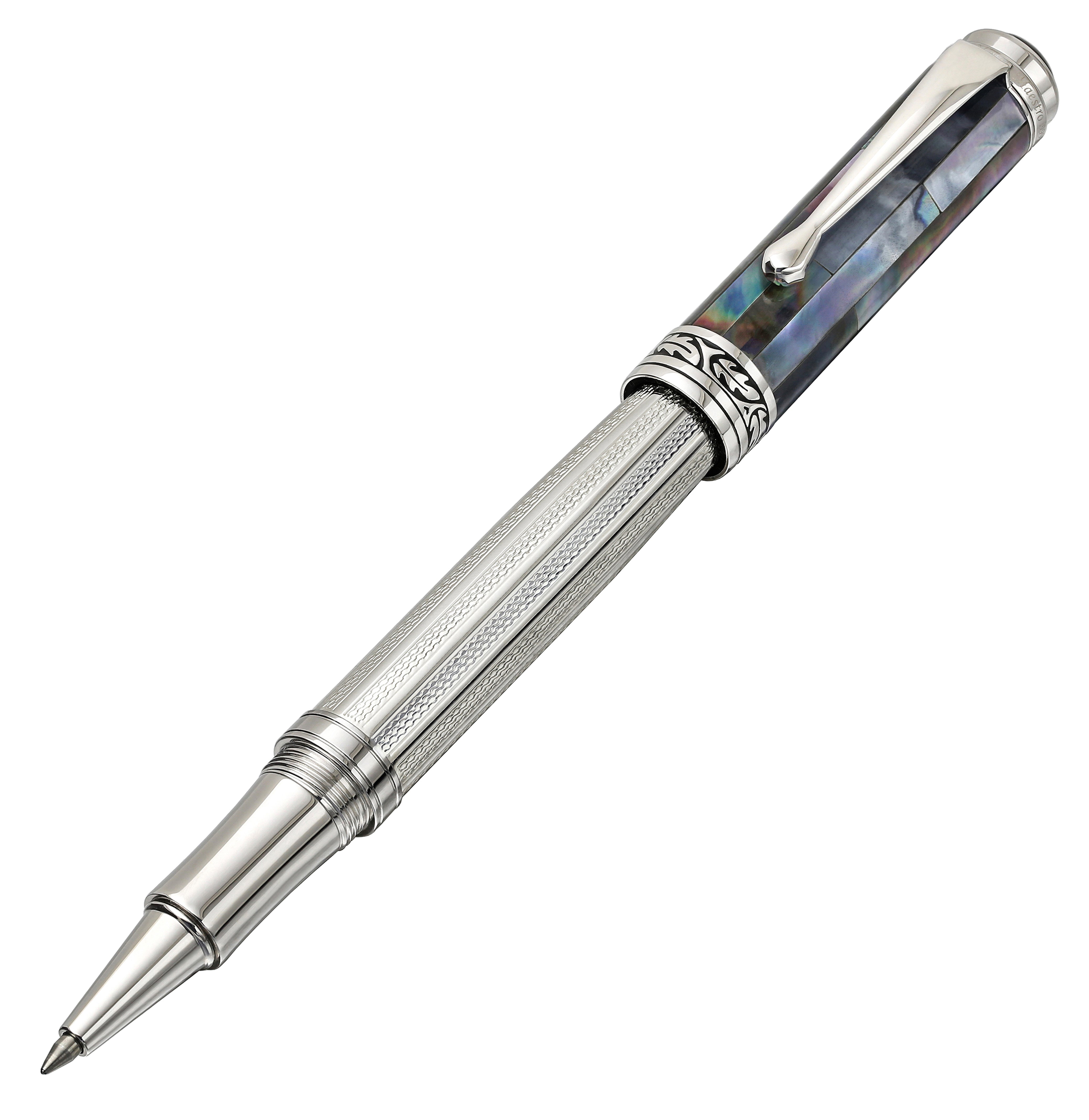 Maestro? 925 Sterling Silver Rollerball Pen - Black Mother of Pearl Cap