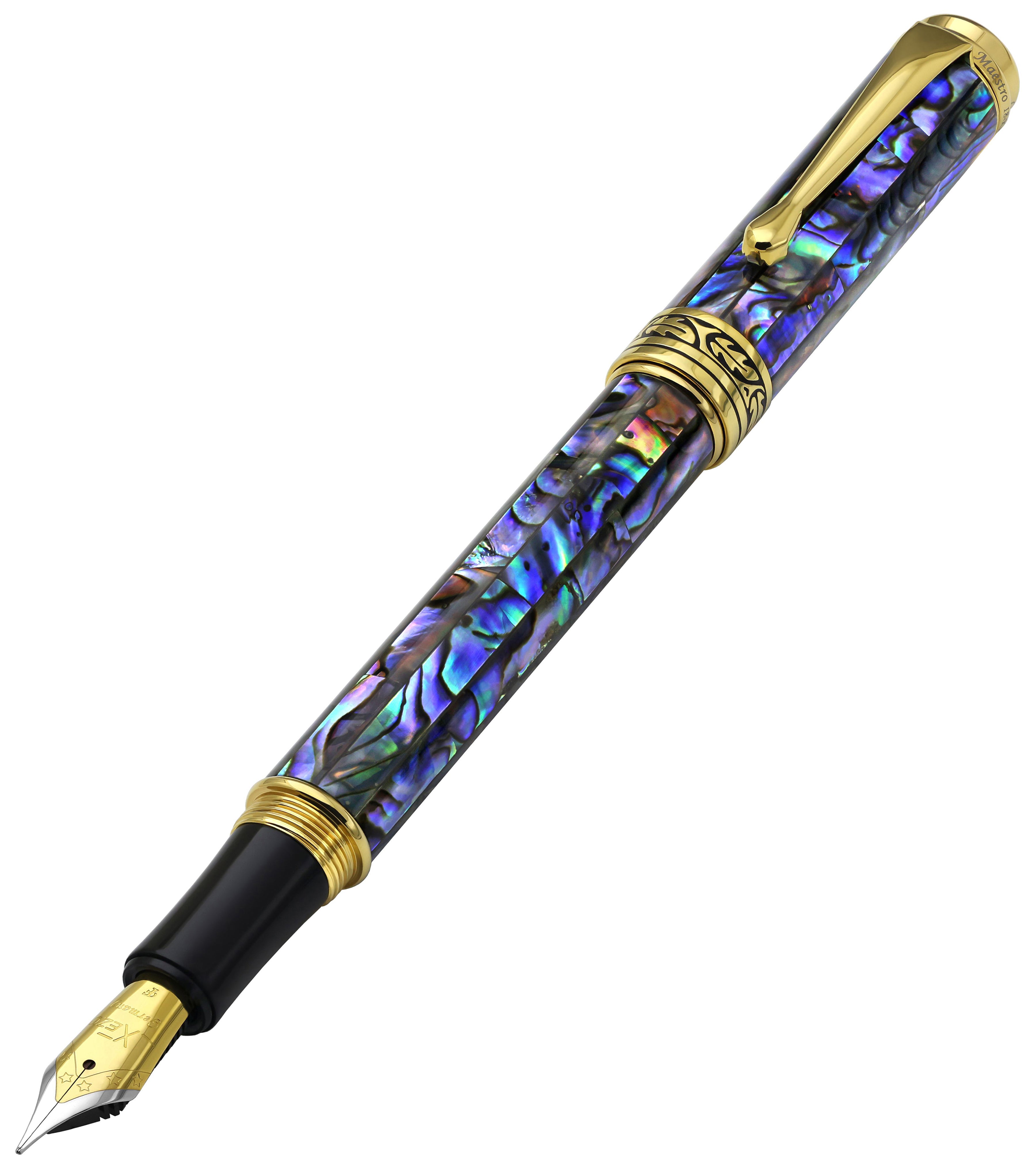 Maestro? Paua Abalone Sea Shell Fountain Pen (Fine Nib) - 18K Gold Plated