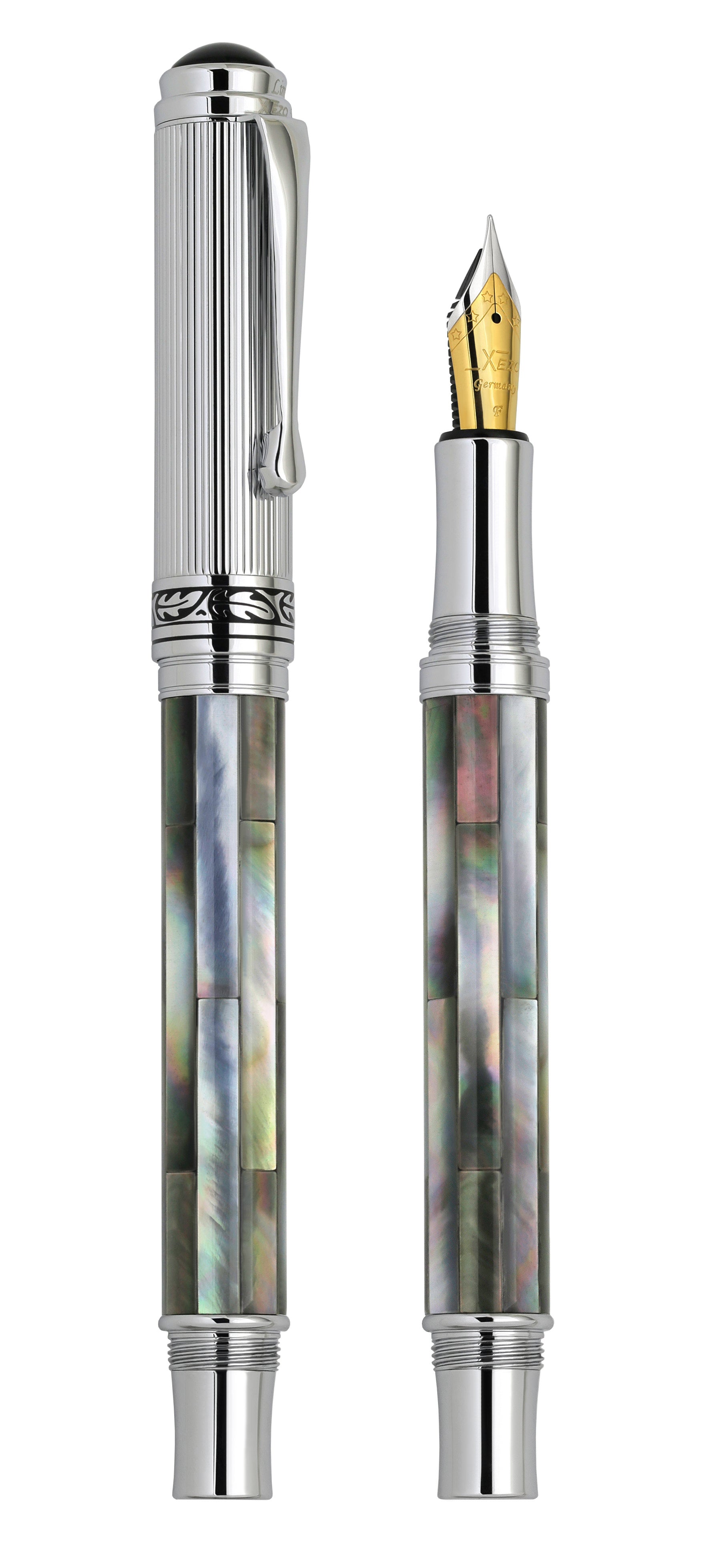 Maestro? Black Mother of Pearl Fountain Pen (Fine Nib) - Chrome Plated