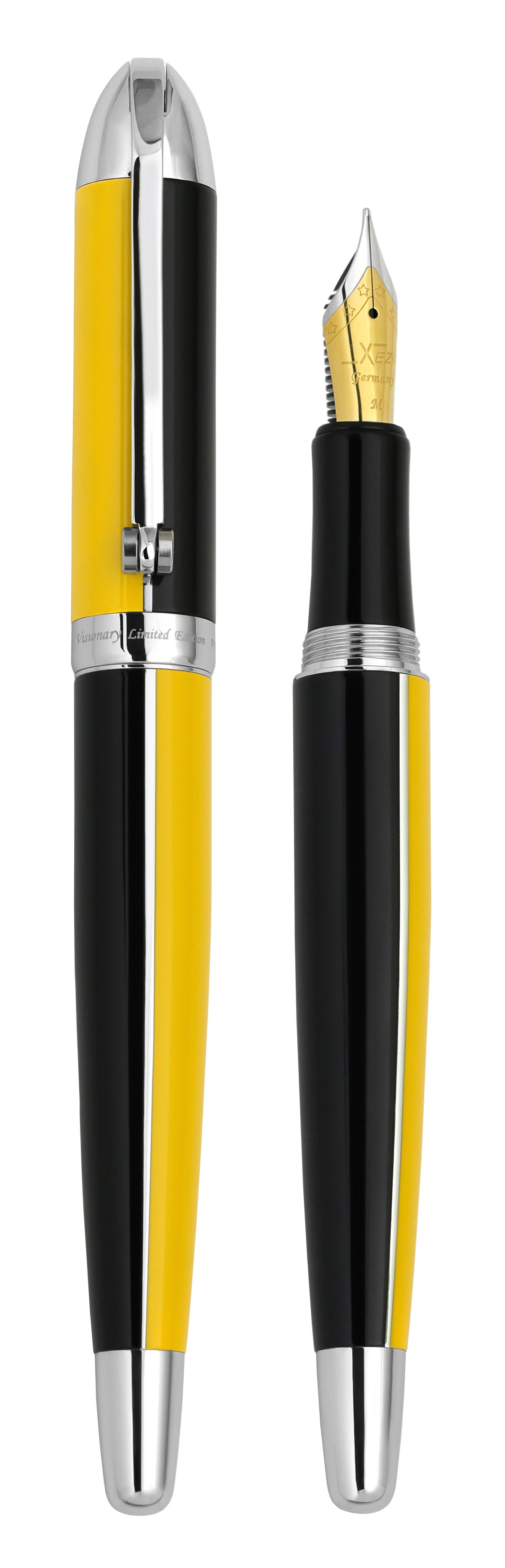 Visionary? Brass & Aluminum Enameled Fountain Pen (Medium Nib) - Speed Yellow / Black