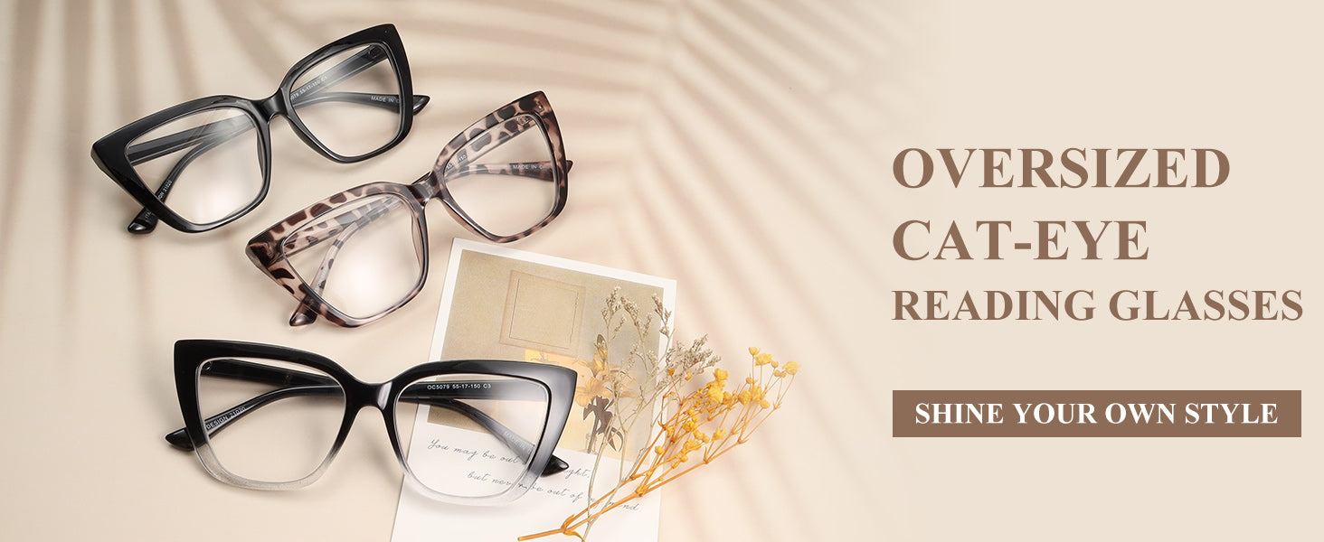 MARE AZZURO Oversized Reading Glasses Women Large Cat Eye Readers