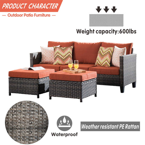 Ovios Patio Backyard outdoor PE rattan wicker sofa couch