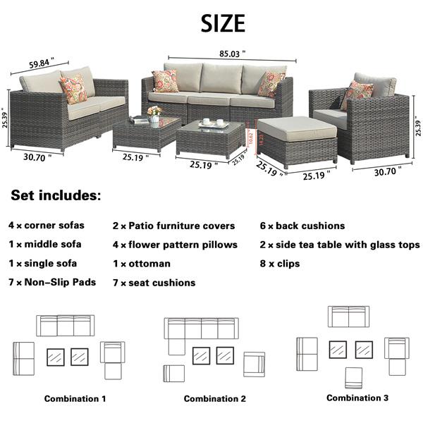 Ovios Patio Conversation Set King 9-Piece