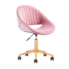 Ovios Cute Pink/Grey Cushion With Golden /Silver Base Desk Chair