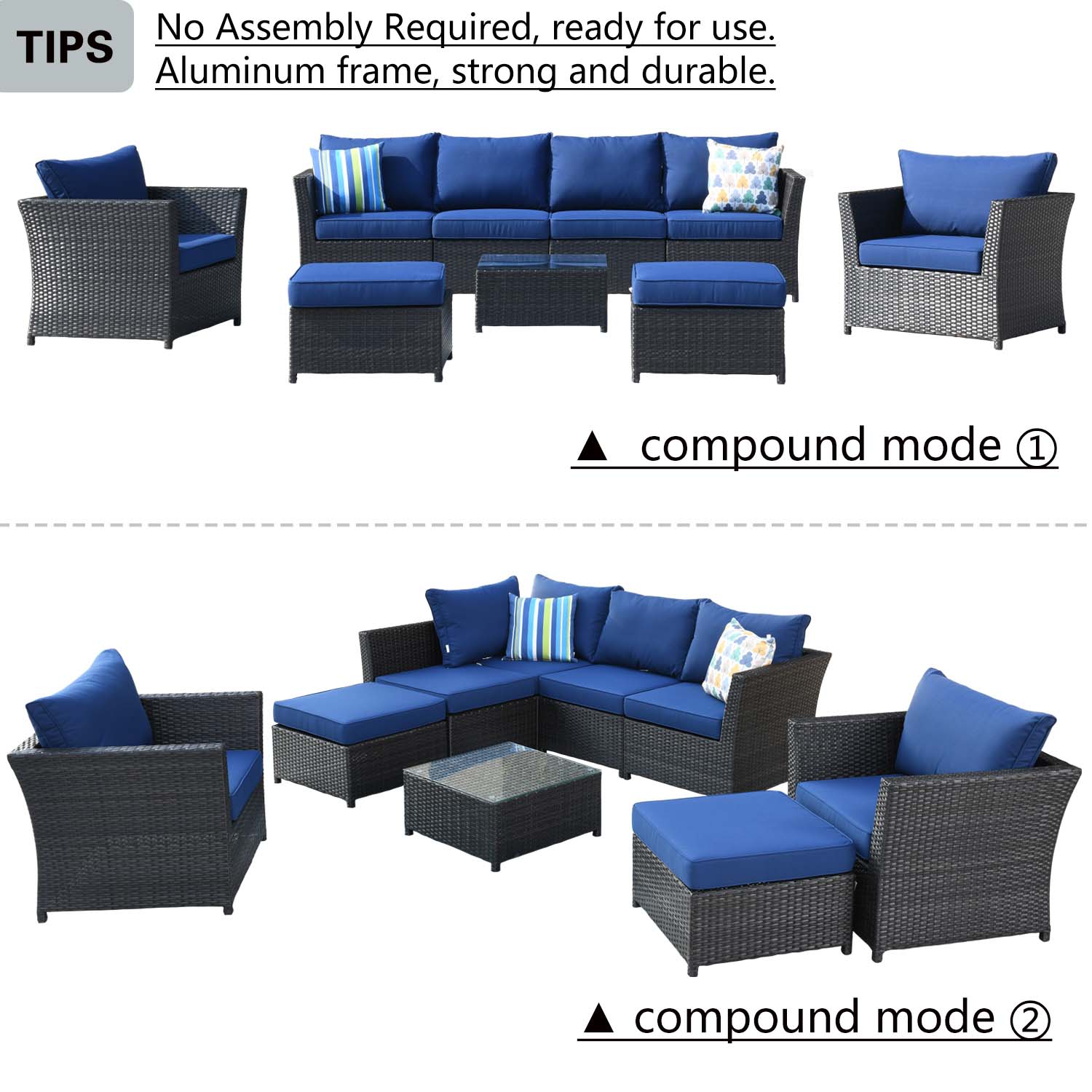 Ovios Patio Conversation Set Rimaru 9-Piece