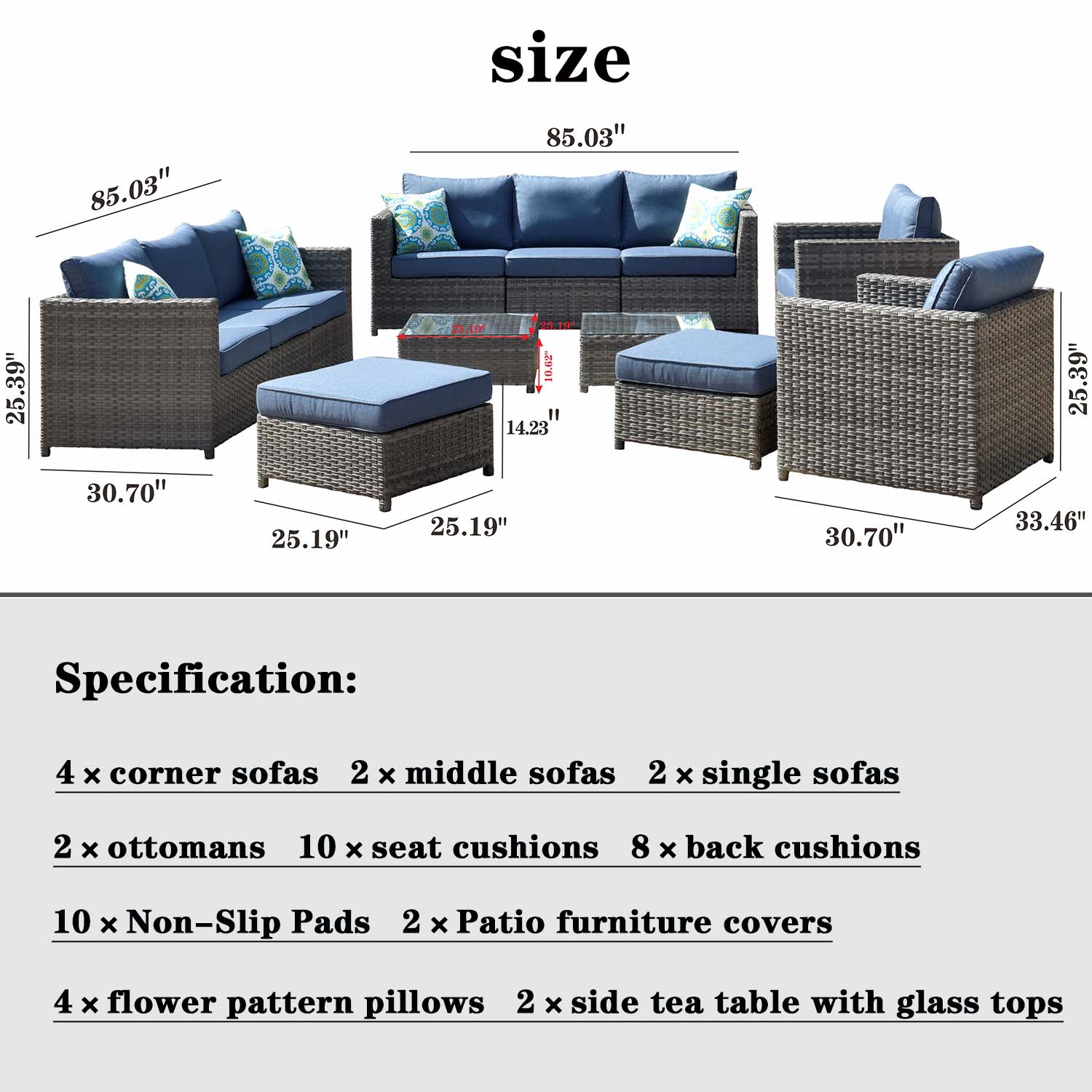 Ovios Patio Furniture Set King 12-Piece