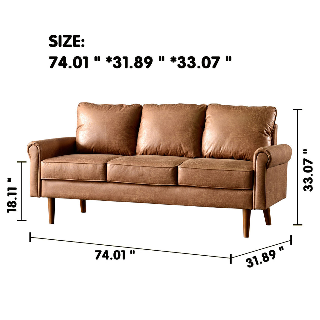 Ovios Living Room 74.01'' Wide Suede or Line Fabric Sofa