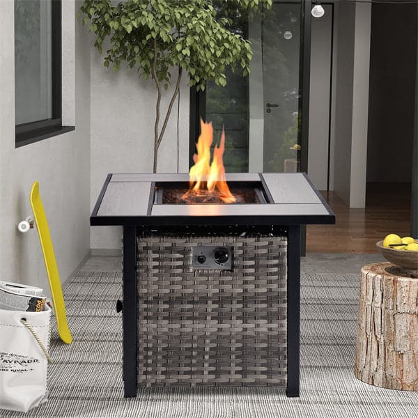 outdoor seating with fire pit table