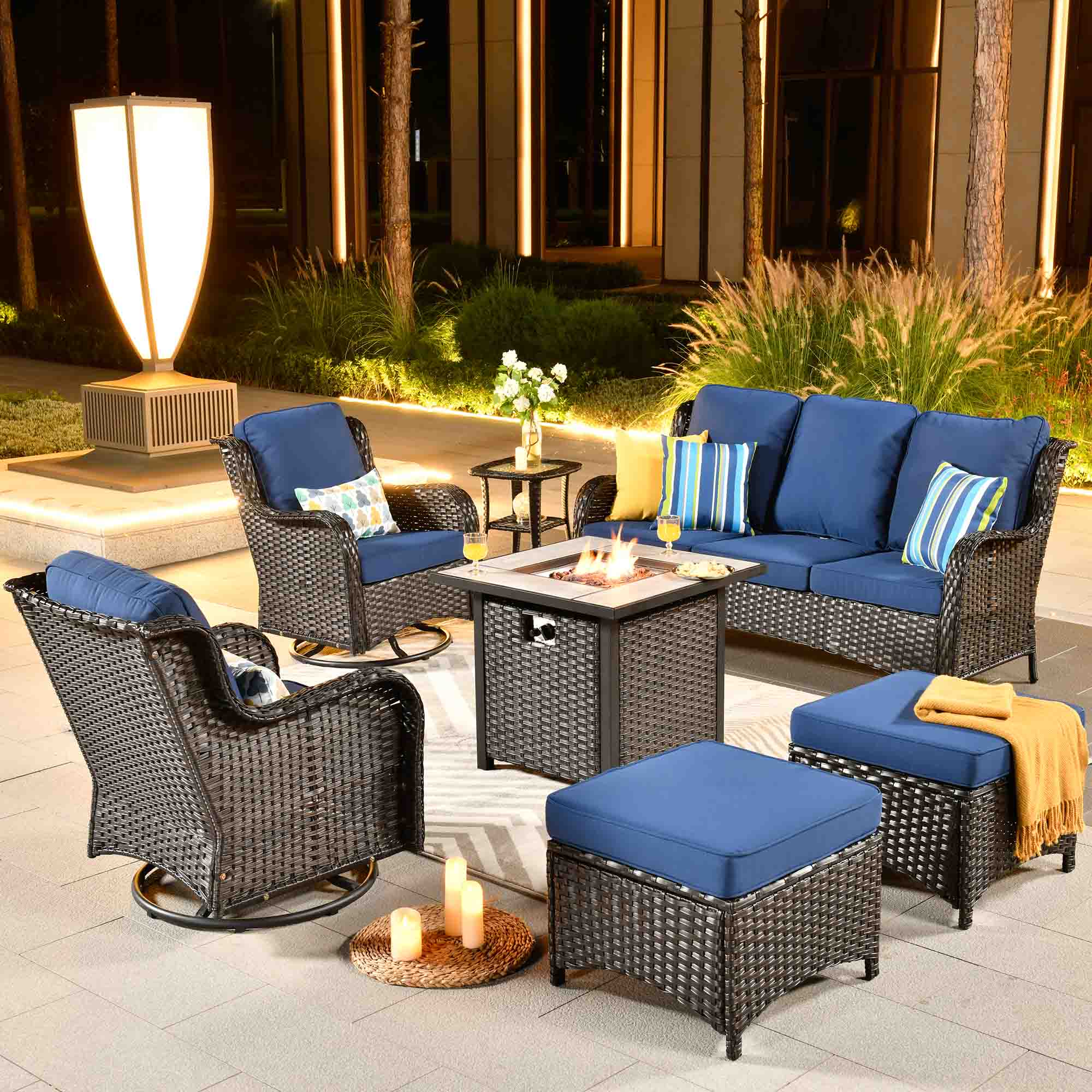 patio set with firepit