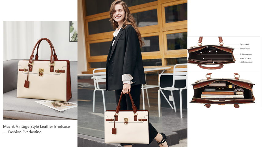 Machk Vintage Style Leather Briefcase - Fashion Everlasting