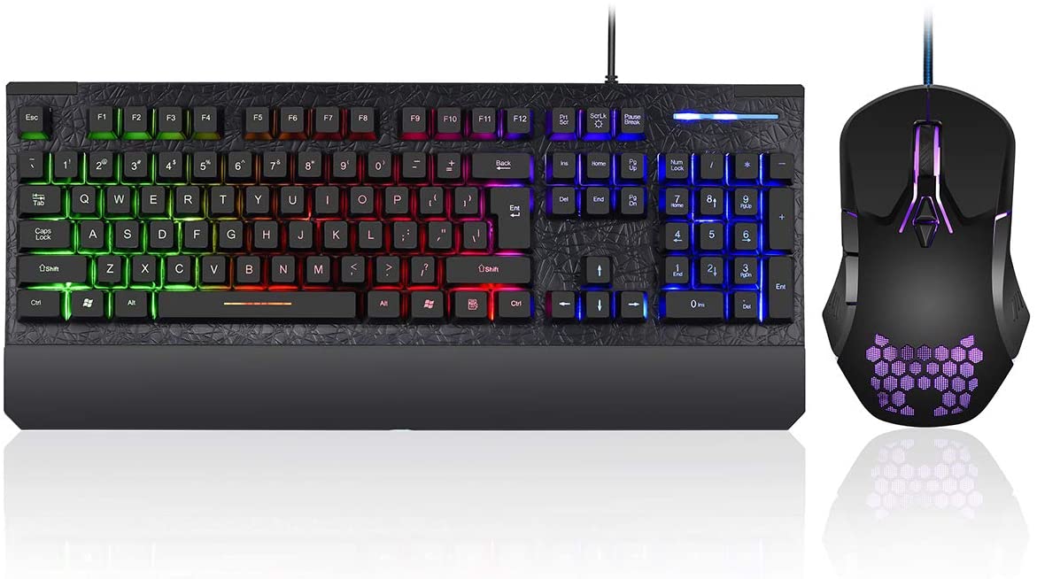 K01BK Kolmax Black Gaming Keyboard and Mouse Combo, Rainbow LED Backlit 6956766940835