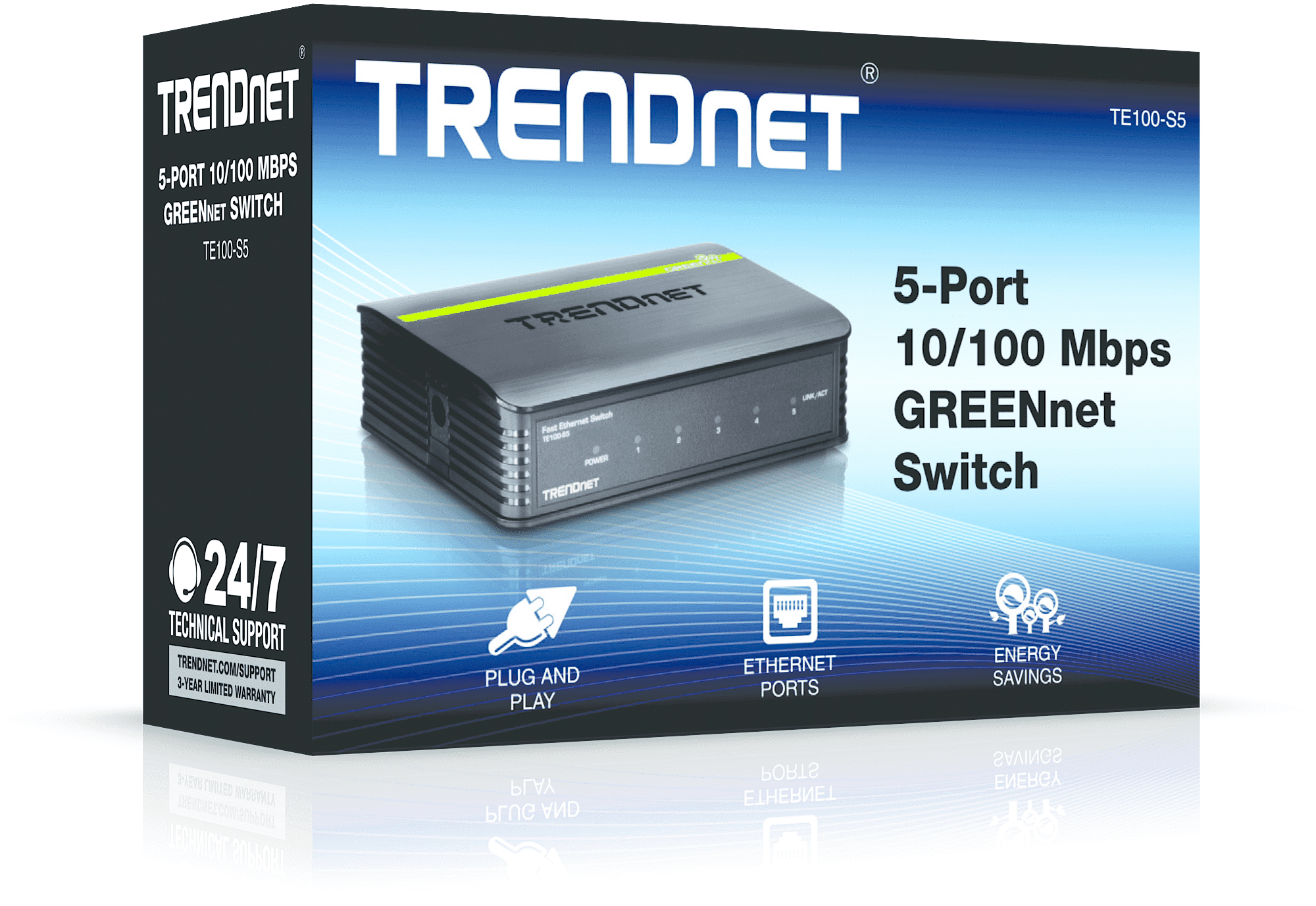TRENDnet 5-port 10/100 Mbps GREENnet Switch (TE100-S5/A)