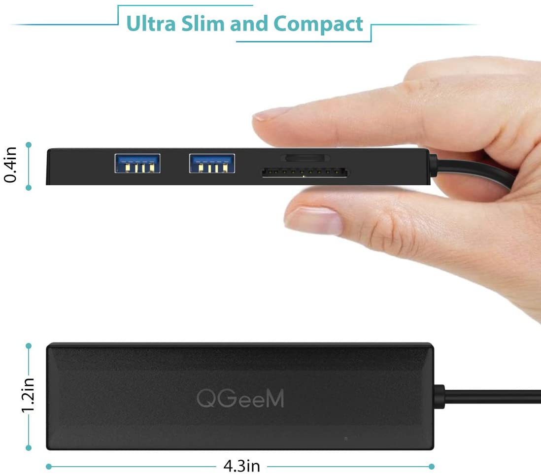 UA0402 QGeeM 5 in 1 Hub for Laptop, 2.5ft USB Extended Cable w/ SD/TF Card Reader X002IKOB65