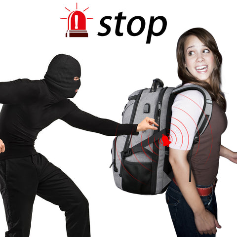 Hidden alarm zippers backpack