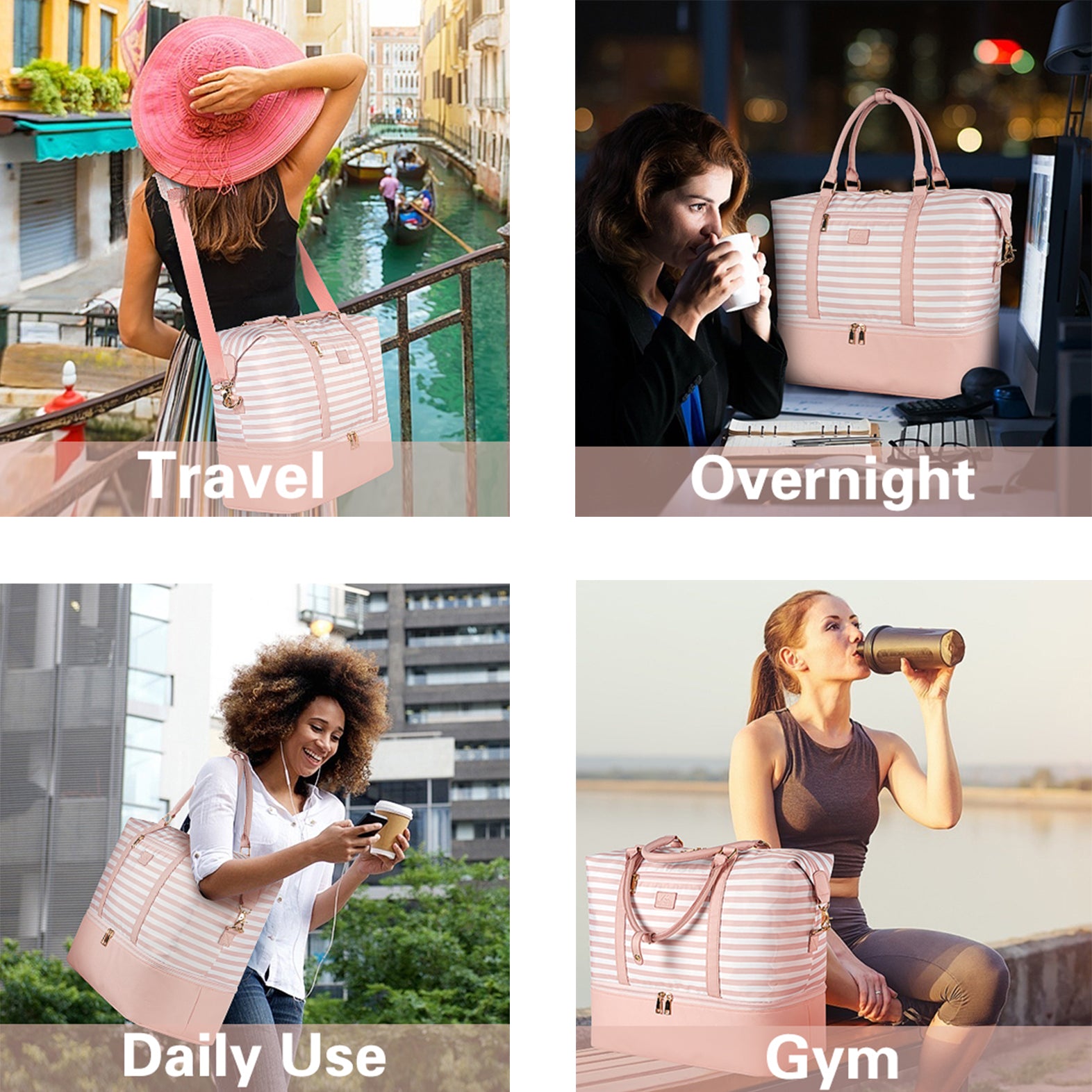 Matein Pink Weekender Bag for Women-large weekender bag