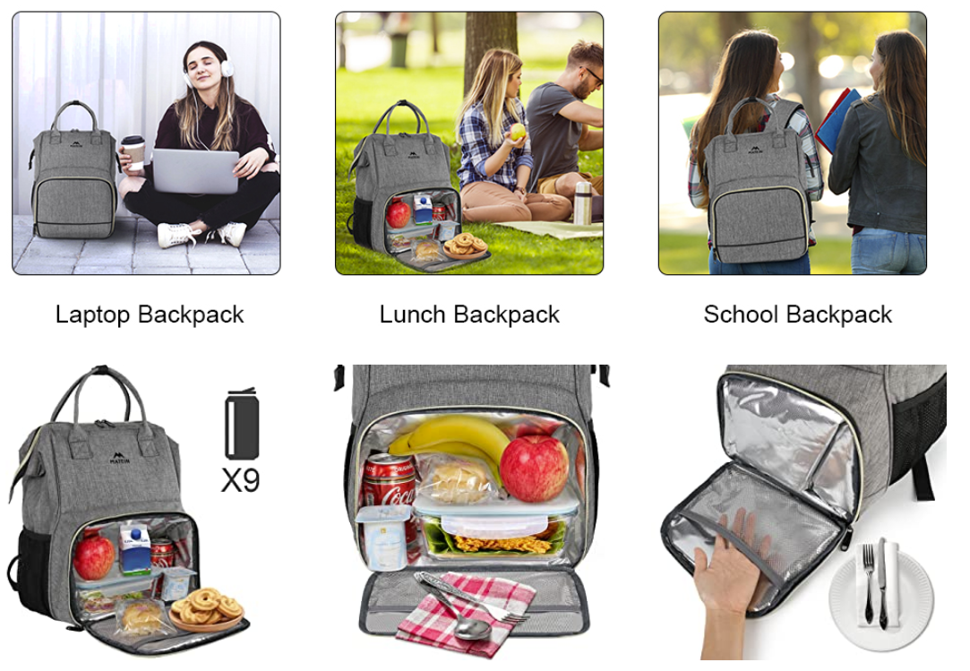 Matein Lunch Box Laptop Backpack Matein