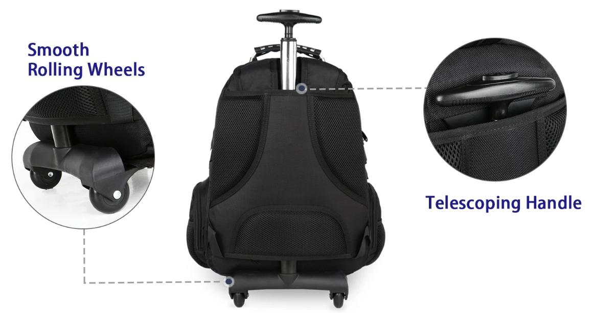 matein wheeled backpack|rolling backpack for 15.6 inch laptop