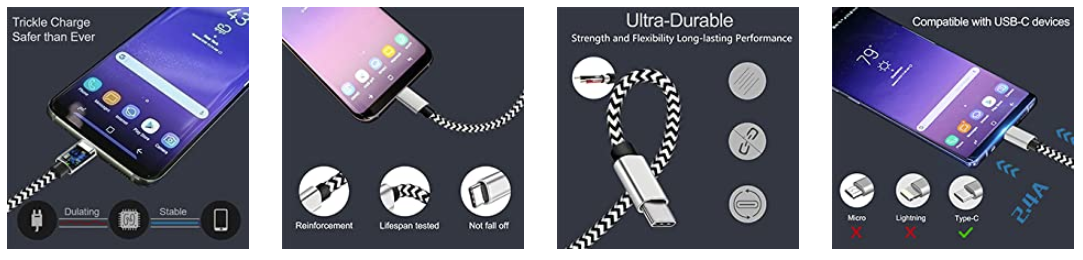 Matein USB Type C Charging Cable 6Ft 2-Pack